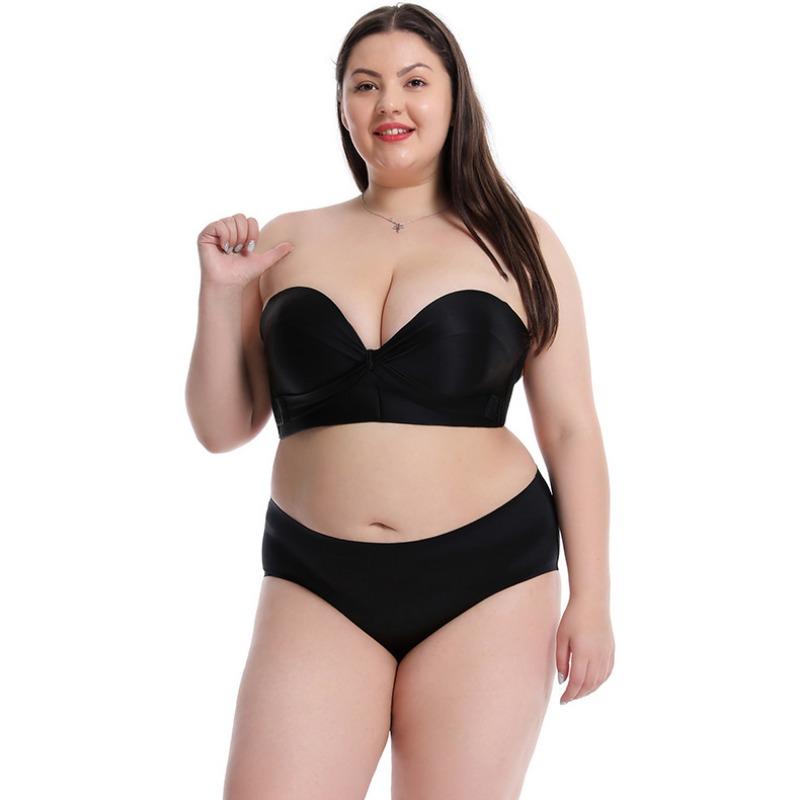 Large Size Strapless Bra Cross Non-slip Wrap Chest Seamless Gathered Women's Tube Top Large Chest Small Bra