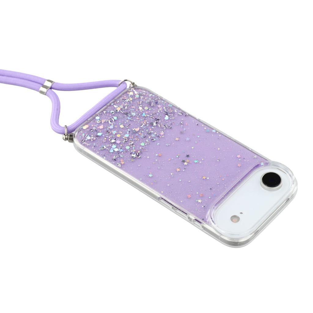 For iPhone Air Case Cute Bling TPU Epoxy Phone Cover with Lanyard