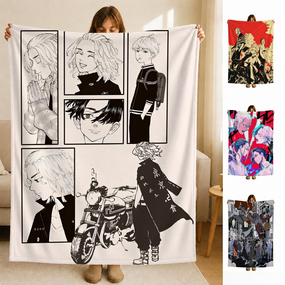 Anime TTokyo RRevengers Throw Soft Flannel Blanket for Bed Bedroom Sofa Picnic Throw Skinfriendly Breathable Gift Cover
