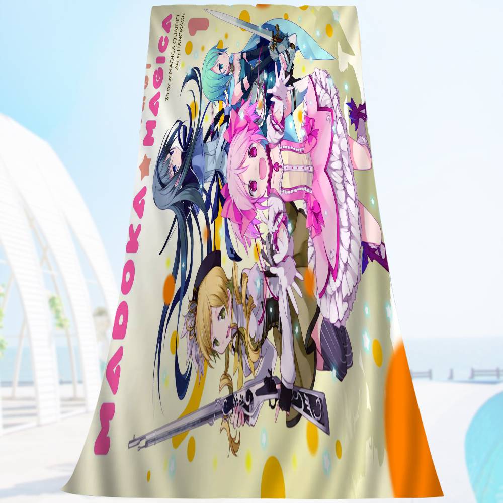 anime dark P-Puella Magi M-Madokas M-Magicas Microfiber Printed Beach Towel Mountain Climbing Beach Swimming Running Absorbent Towel