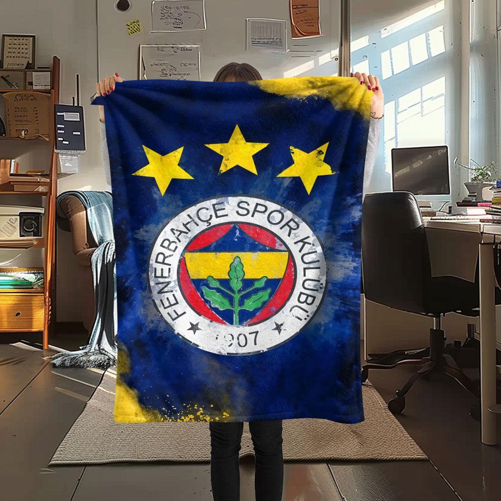 Fenerbahce SK Logo Printed Flannel Blanket, Soft Throw for Bedroom Sofa, Washable, Fan Merchandise, Great Gift.