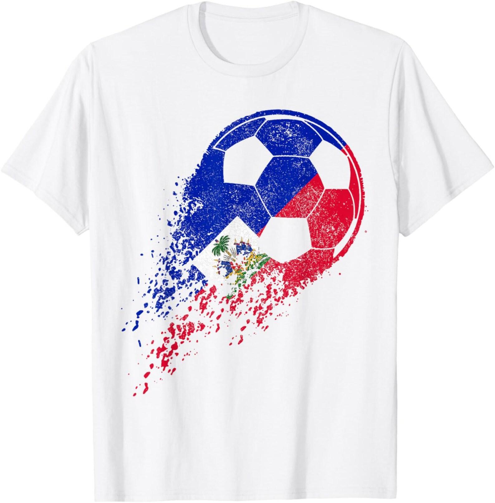 Haitian Flag Soccer Shirt Retro Haiti Football T-Shirt Proud Haiti Pride Gift Vintage Ayiti Soccer Player Republic of Haiti Sports Top 2XL