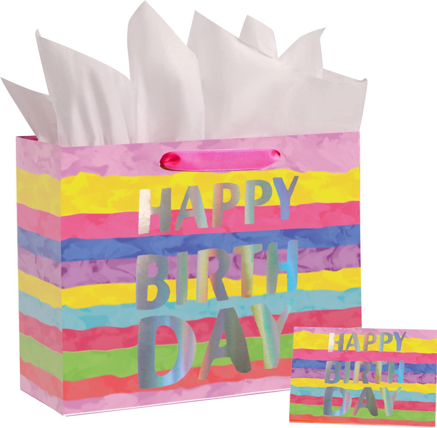 

Large Happy Birthday Gift Bag Colorful Gift Bag for Kids or Mom’s Happy Birthday Gift Bag for Men Women,Gift Bags Medium size 30x24x13.5cm