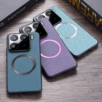 Magsafe Magnetic Plain Leather Case For Xiaomi 15 Pro Mi 15 14T Pro 14 Ultra Xiaomi14T Cloth Wireless Charging Cover