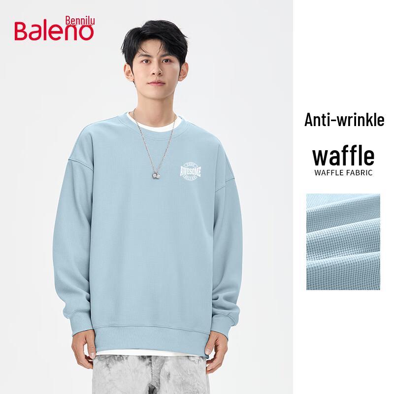 Baleno Men's Heavyweight Waffle-Knit Round Neck Sweatshirt