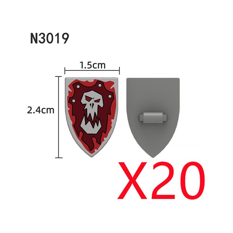 MOC Medieval Military Building Blocks Accessories Ancient Castle Knight Armor Viking Round Dragon Shield Flag Brick Toy Gift R62