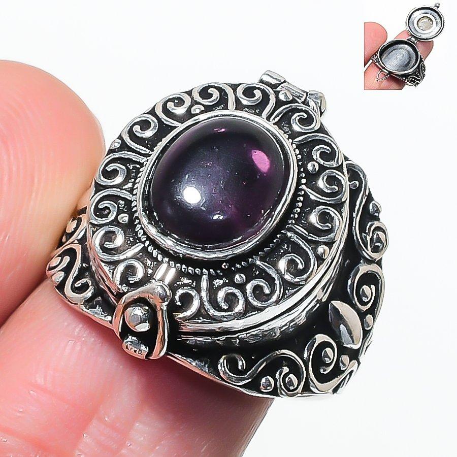 Natural Sage Amethyst Gemstone 925 Sterling Silver Jewelry Ring Size 7.5 AR-17317