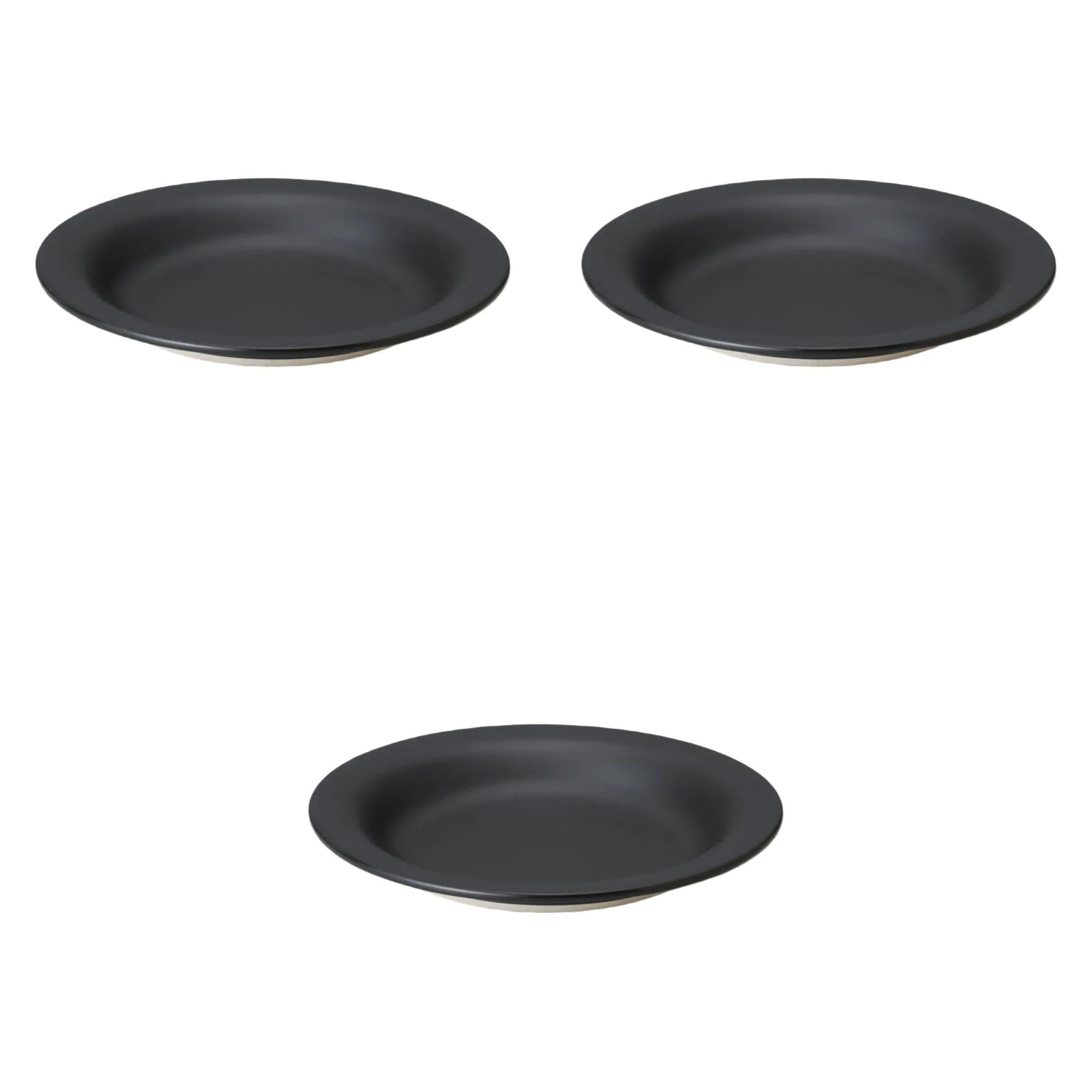 

Set of 3 Black Yanagawa Plates x Yanagawa Banko Direct Setomonohonpo (Large) [20.2 2.5 cm] Pot, Ware, Fire, чёрный