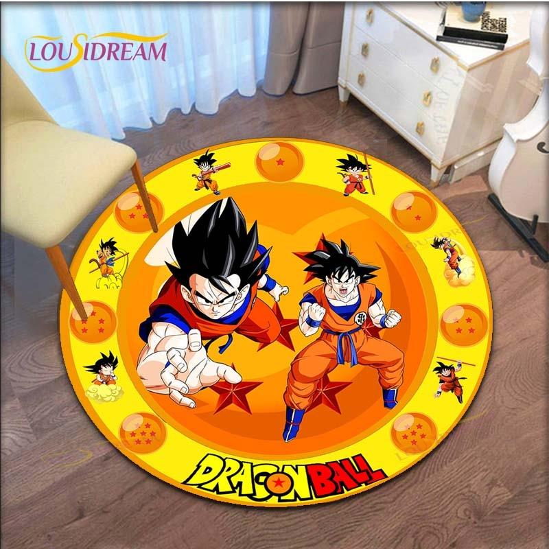 GOKU Carpet Cartoon Dragon Ball Non-slip Floormat Area Rug Round Play Mat for Playroom Kidsroom  Rugs for Bedroom