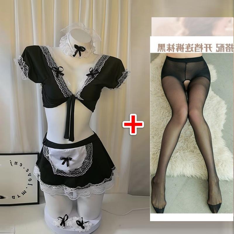 Sexy Christmas Lingerie V-neck Lace Uniform Temptation NY Maid Outfit Suit Maid Average Size