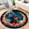 1PC Space Pup Office Round Area Rug, Mat Suitable For Office, Under Office Chairs Bedroom Living Room Home Decor, Room Deco