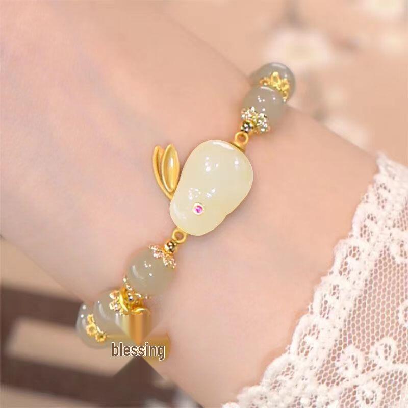 Crystal Bunny Bracelet for Women - Princess Bangle, Best Friend Elastic Band, Ideal Birthday Gift for Sweet Students