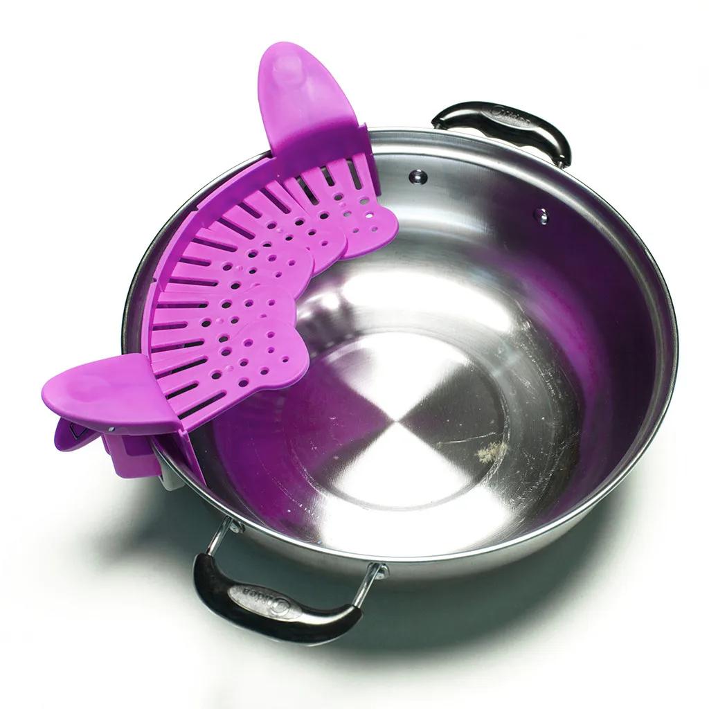 Universal Silicone Clip-on Pan Pot Strainer Anti-spill Pasta Pot Strainer Food Grade Rice Fruit Colander Strainer Kitchen Items