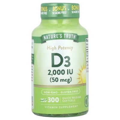 High Potency Vitamin D3, 50 Mcg (2,000 IU), 300 Quick-release Softgels