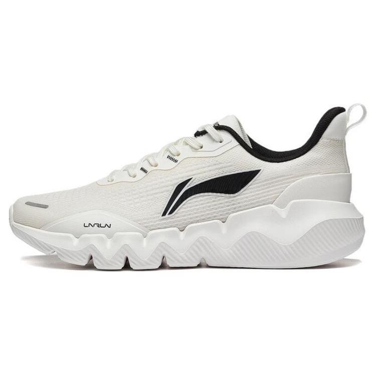 New LiNing Spirituality Slip Resistant Breathable Cushioning Low Top Running Shoes Men's White Black ARST045-3