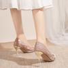 New Sequined Pearl High Heels for Bridesmaids, Engagement Shoes, Slim Heels, Non Tiring Feet, Shallow Mouth Pumps Shoes