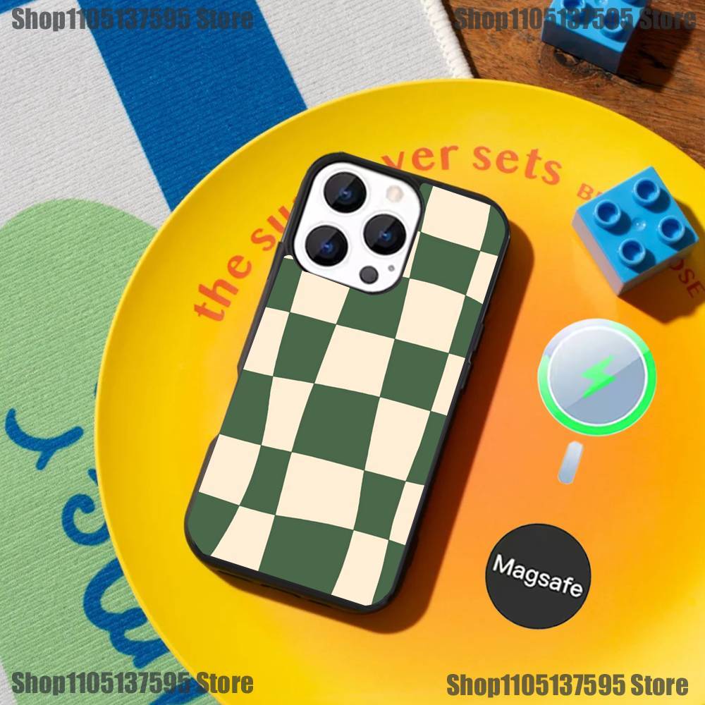 Checked chess board lattice Phone Case For iPhone 17,16,15,14,13,12,11,Pro,Max,Plus,Mini Magnetic Magsafe Wireless Charging