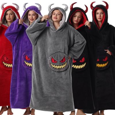 Tragbare Decke mit Kapuze für Damen und Herren, Übergröße, Winterlich warm, Flanell-Sweatshirt-Decke mit Kapuze, Dicke Fleece-Decke mit Ärmeln und Tasche