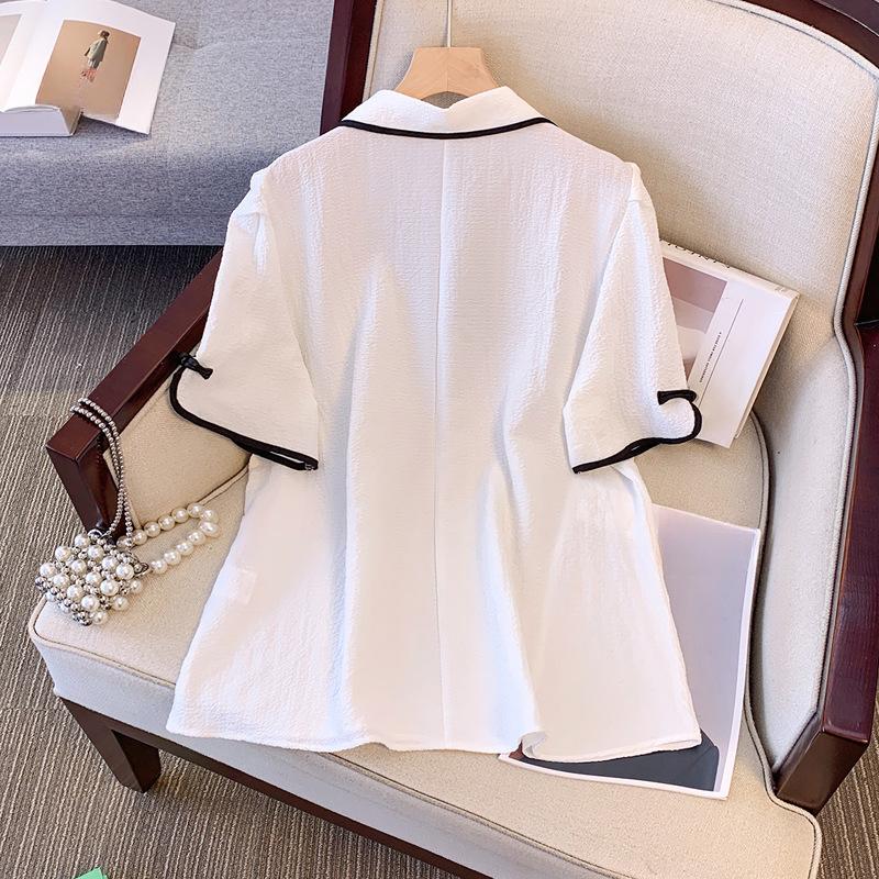 New Style of Plus-size Women's Foamed Printed Short-sleeved T-shirt Collar