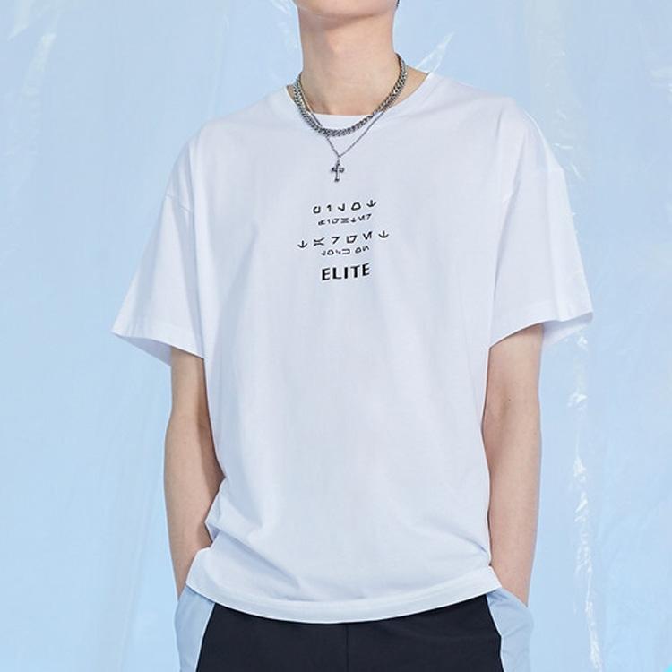 Li Ning T Shirts Men's Standard White Crew Neck Moderate Straight Fit AHSQ507-1