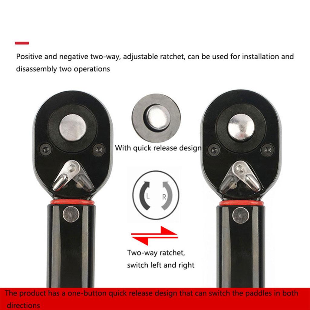 1/2 Inch Drive Click Torque Wrench 5-100 Ft-lb Dual-Direction Adjustable Torque Wrench Set with Extension & Adapters
