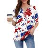 Women's T Shirt Independence Day Print Button Short Sleeve Daily Weekend Fashion Basic V- Neck Regular Top