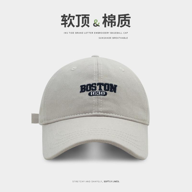 Baseball cap female spring and summer deep-topped wide-brimmed big-headed cap couple Joker tide show face small sun visor.