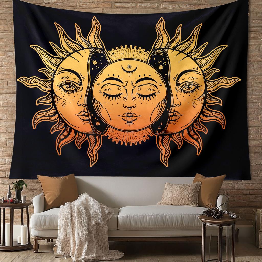 VIKAMA Sun Moon Planet Tapestry Bohemian Ethnic Style Mystical Constellations And Planetary Pattern Wall Hanging Wall Decoration