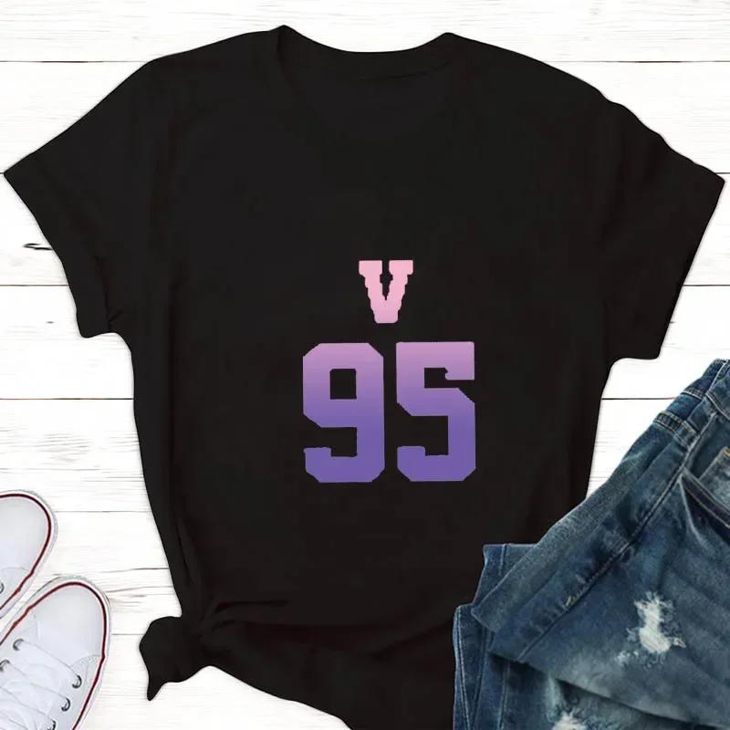 Oberteile für Damen V(taehyung) Jungkook Fan T-Shirt Damen Suga Kpop Harajuku T-Shirt Frau T-Shirts Ästhetische Kleidung