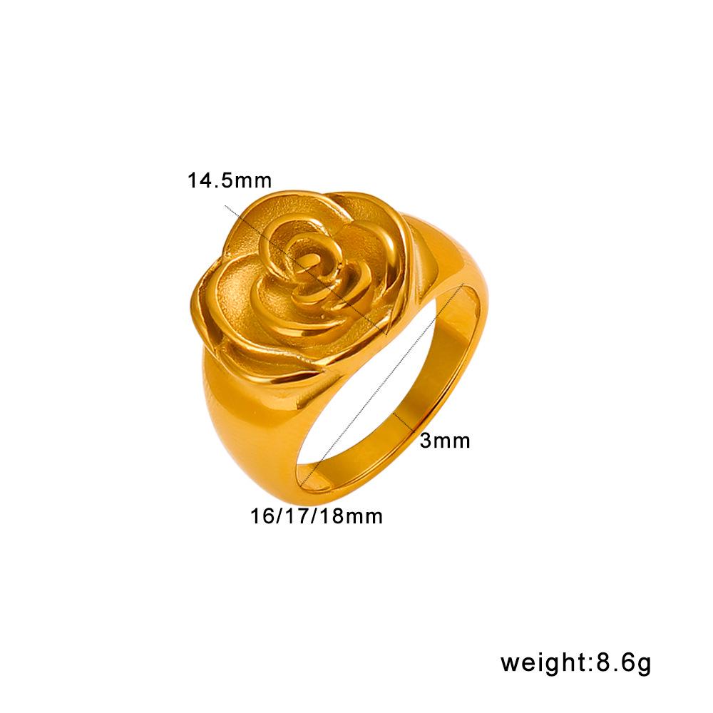 Meishiduo Gold Rose Open Flower Ring - Adjustable Women s Fashion Jewelry Size 8