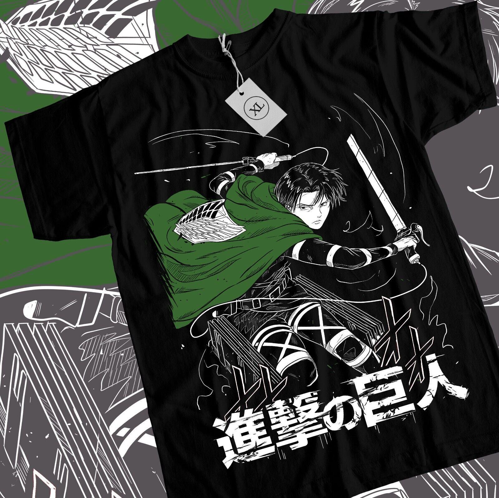 GUOYAN TOP Levi Shingeki T-shirt No Kyojin Attack on Titan Anime AOT Horror Shirt All Size 4XL
