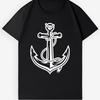 Sailor Style Anchor Print Tee | Vintage Nautical Design Casual Shirt