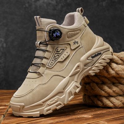 High-top Men's Shoes  New Autumn Trendy Brand Versatile Leather Sports Shoes for Men's Outdoor Anti-slip Thick-soled