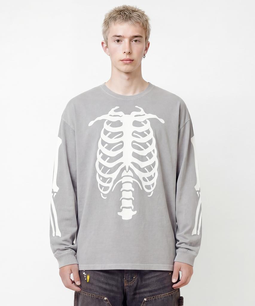 Gobeullu Bones Manica Lunga Lavata (grigio)