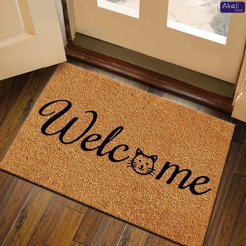 All Weather Welcome Mat Low Profile Entryway Mat for Home Front Entrance Back Non Slip Backing Doormat for Door Decor