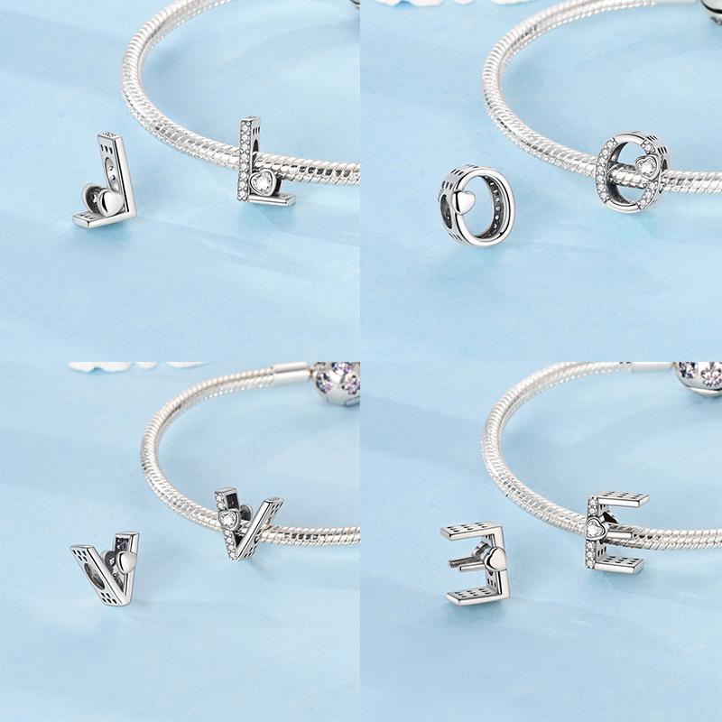 Buchstaben Serie 100% Kupfer Alphabet A-Z Anhänger Namensperlen Passend für Original Armbänder Armreif Halskette DIY Schmuck Geschenk