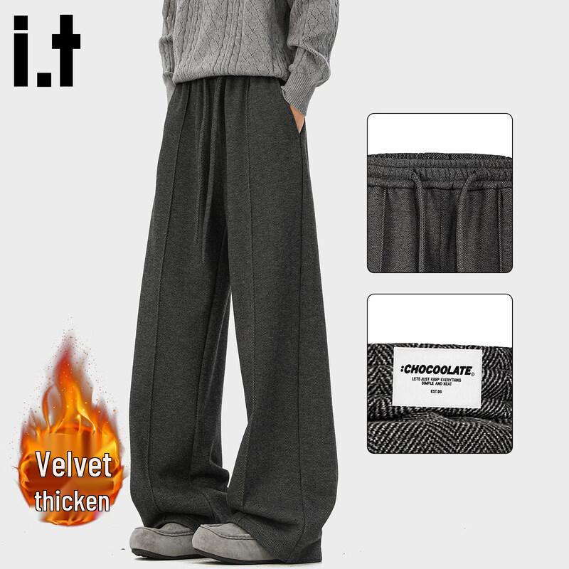 Men s Winter Plush-Lined Wide-Leg Sweatpants M