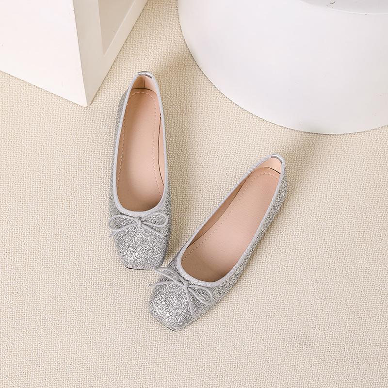 Women's Square Toe Ballet Flats Slip-On Dressy Shoes Business Casual Comfortable Foldable Work Loafers for Women Walking Flat Shoes Ballerina Flats
