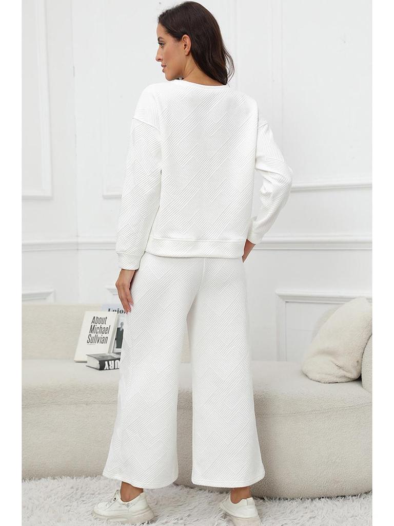 2024 Minimalist Women's Solid Color Casual Set - Autumn/Winter Drawstring Sportswear