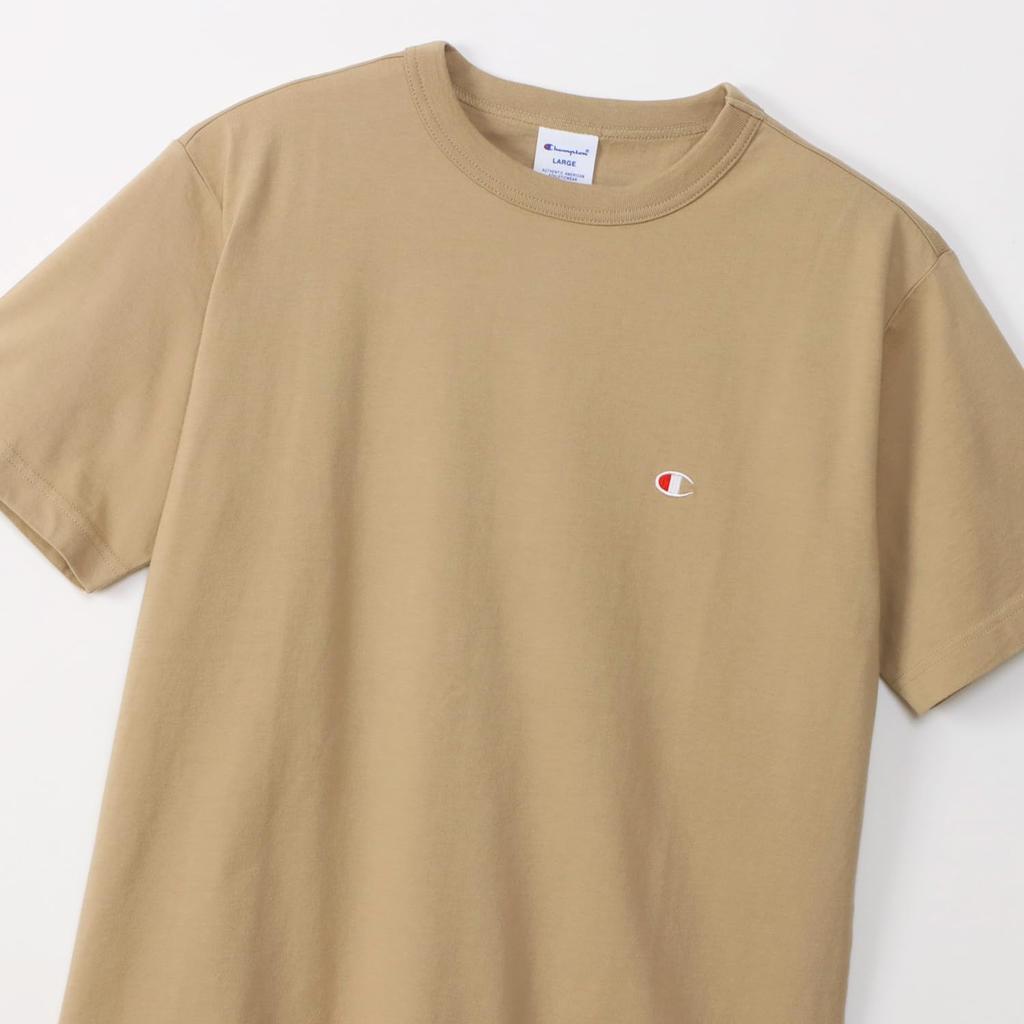 Champion short classic Cotton logo short sleeve sand beige T-shirt, sleeve, 100% cotton, USA, one-point embroidery, T-shirt, basic, C3-P300Z/C3-X352L,