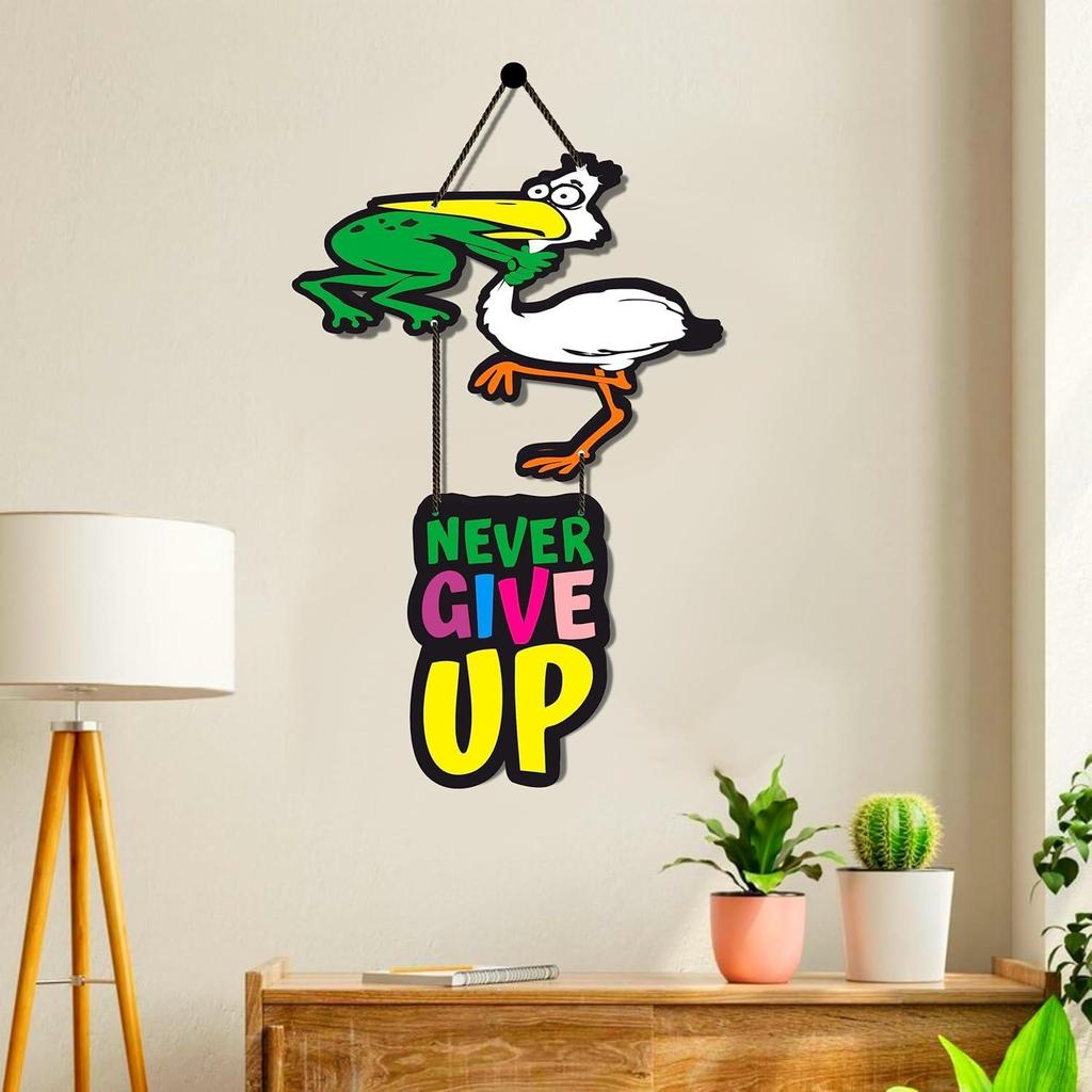 Dekoratives Wandbehang Holz Kunst Dekoration Artikel für Zuhause | Büro | Wohnzimmer | Schlafzimmer | (Gib niemals auf)