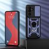 KEYSION Shockproof Case for Samsung M56 5G Silicone+PC Slide Camera Protection Ring Stand Phone Back Cover for Galaxy F56 5G