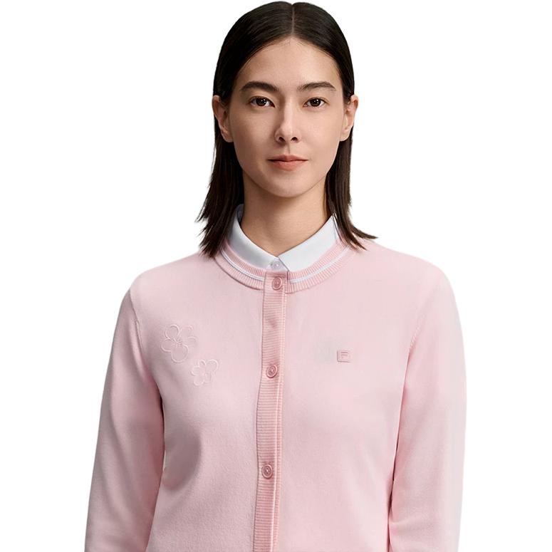 FILA Golf Series Fashion Simple Classic Casual Cute Pink Sweet Versatile Comfortable Woven Cardigan Knitwear Women cardigans A11W625415FPK