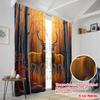 2ks, 2D plošný tisk Záclonová látka Jelen Podzimní les Západ slunce (3) Všestranný 100% polyester (bez tyče) Art Deco Slavnostní Použití