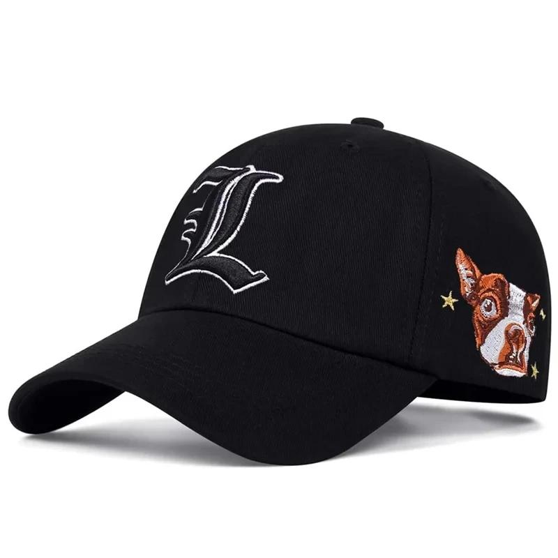 Unisex L Letter Side Dog Head Embroidery Baseball Caps Spring And Autumn Outdoor Adjustable Casual Hats Sunscreen Hat Sports Cap
