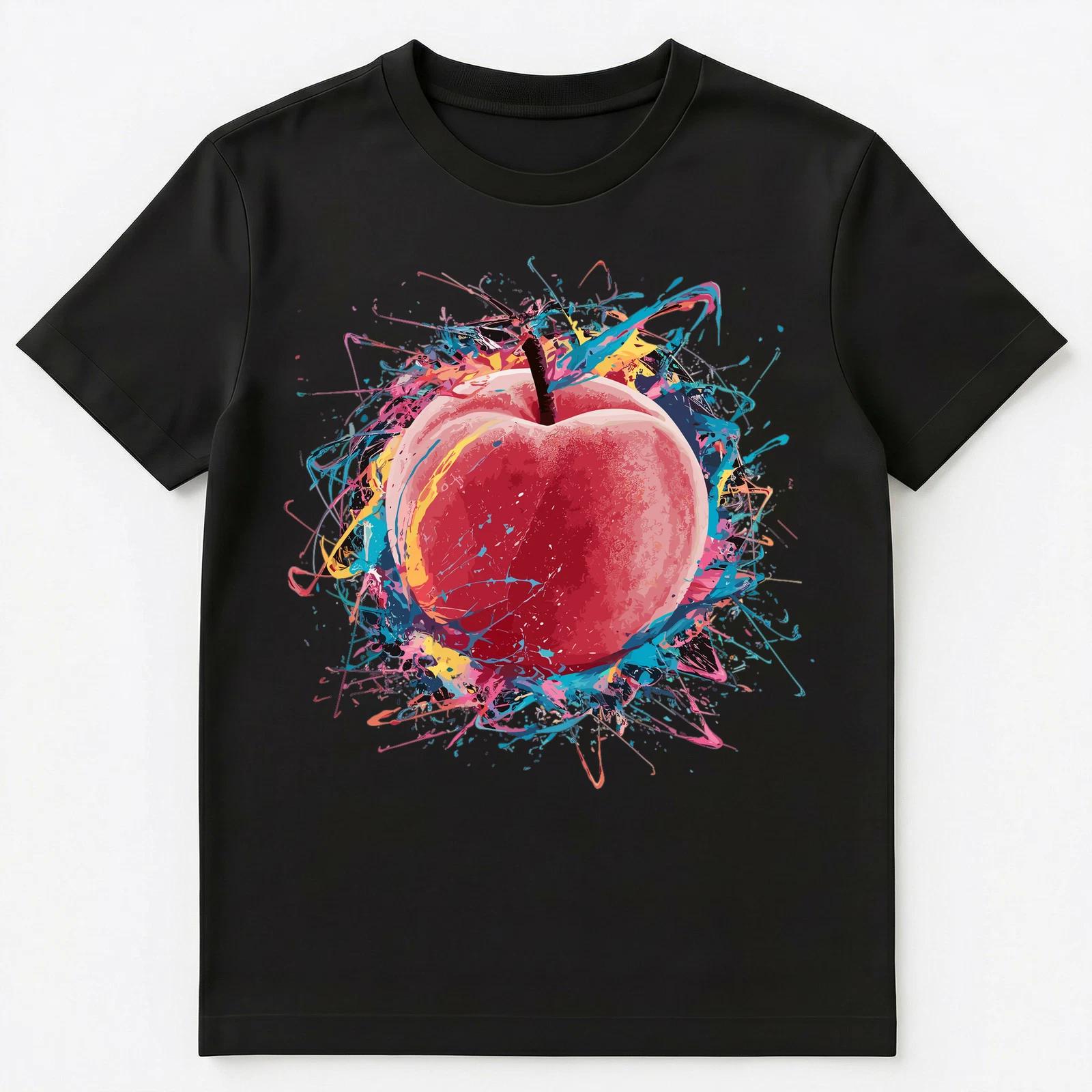 Colorful Paint Splash Peach Art Graphic Unisex T-Shirt S