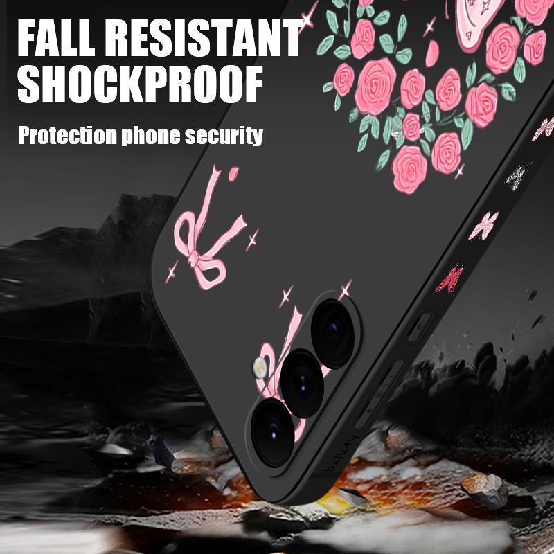 Vintage Flower Butterfly Case For Samsung Galaxy A56 A17 A26 A16 A36 A55 A54 A53 A15 S24 S25 FE S25 S22 S23 Ultra Plus Lanyard Soft Cover