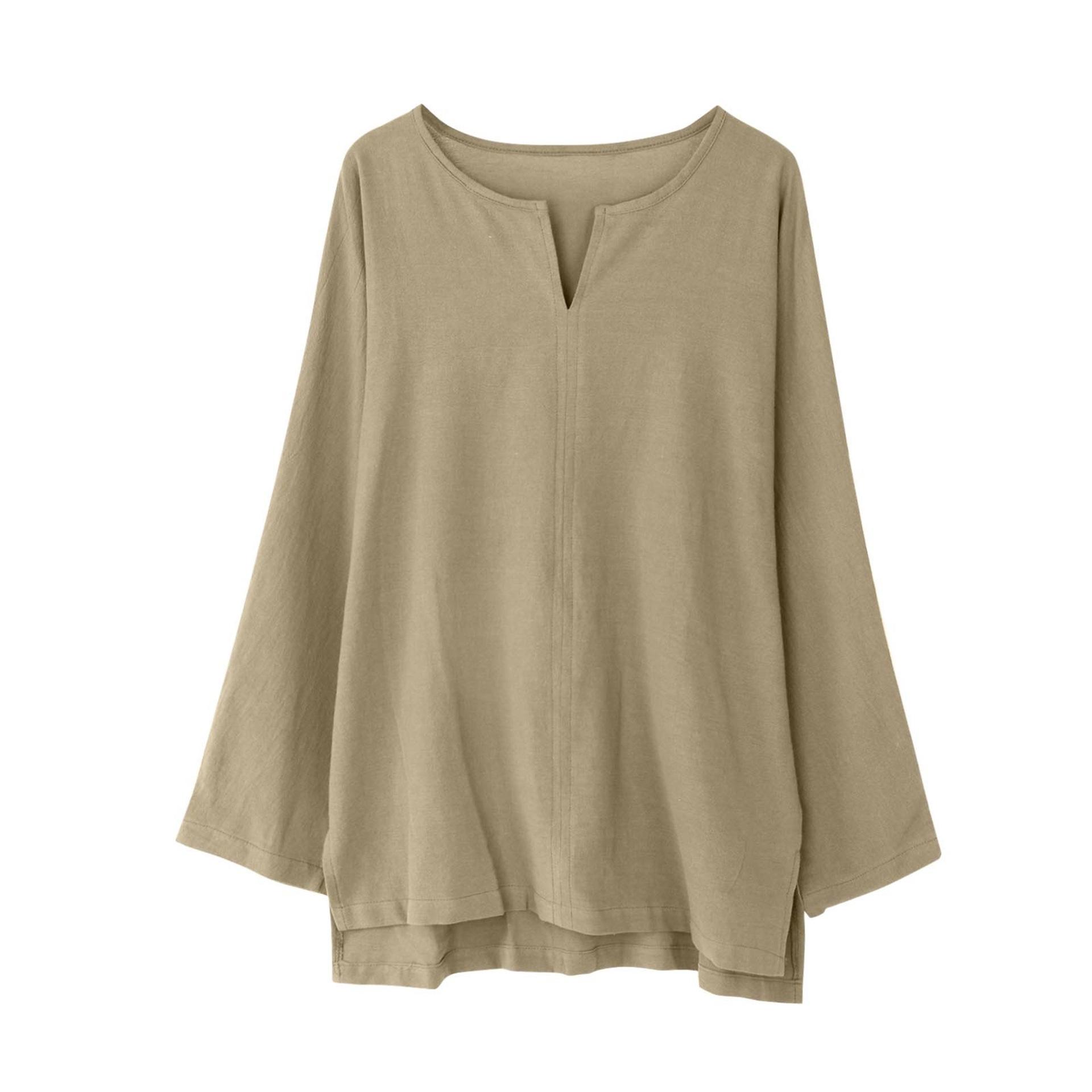 Новая мужская молодежная китайская футболка, хлопковая однотонная свободная одежда, мужская рубашка с длинным рукавом в китайском стиле с v-образным вырезом S