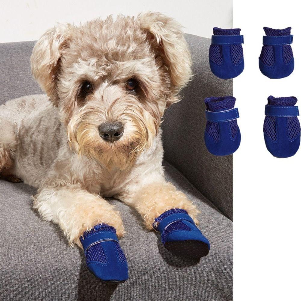 4pcs/set Soft-soled Dog Shoes Mesh Pet Sandals New Poodle Dog Shoes for Small Dogs Puppies