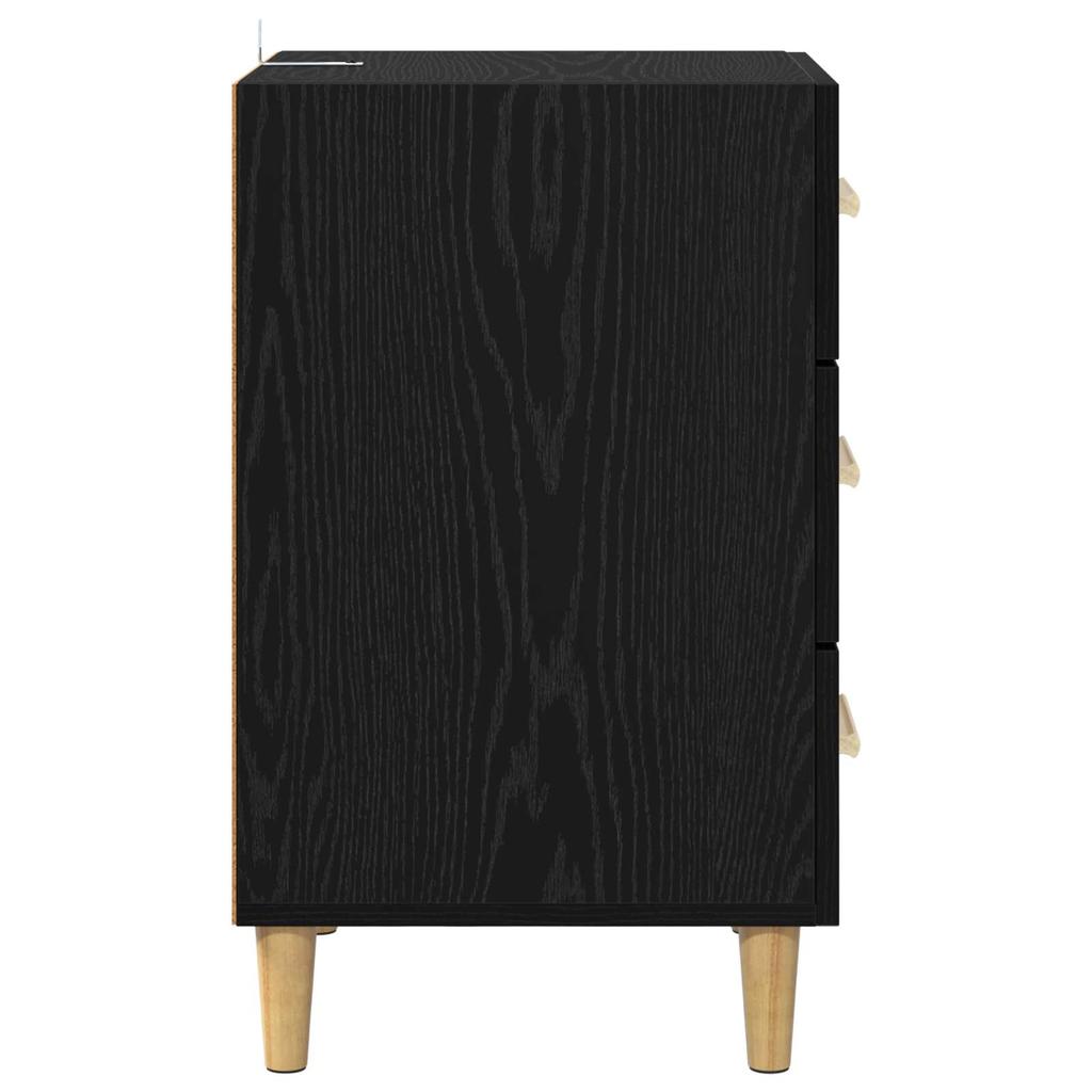 Nightstand Black Oak Effect 40 X 40 X 66 Cm Engineered Wood
